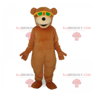 Mascote ursinho de pelúcia com óculos de sol - Redbrokoly.com