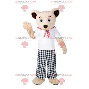 Mascotte d'ourson avec pantalon a carreau - Redbrokoly.com