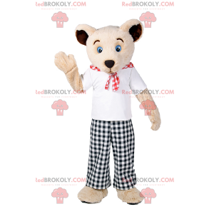 Maskot medvídek s kostkovanými kalhotami - Redbrokoly.com