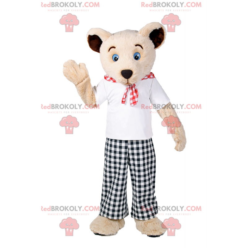 Bamse maskot med rutete bukser - Redbrokoly.com Bamse maskot med rutete bukser - Redbrokoly.com
