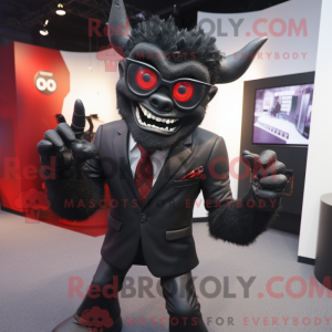 Sort Dæmon maskot kostume...