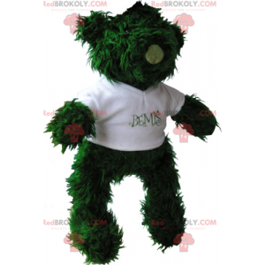 Mascota oso de peluche verde con camiseta - Redbrokoly.com