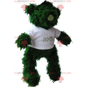 Liten grønn bamsmaskot med t-skjorte - Redbrokoly.com