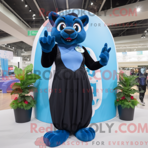 Blue Panther maskot kostume...