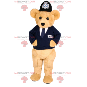 Mascotte d'ourson beige en tenue de policier - Redbrokoly.com