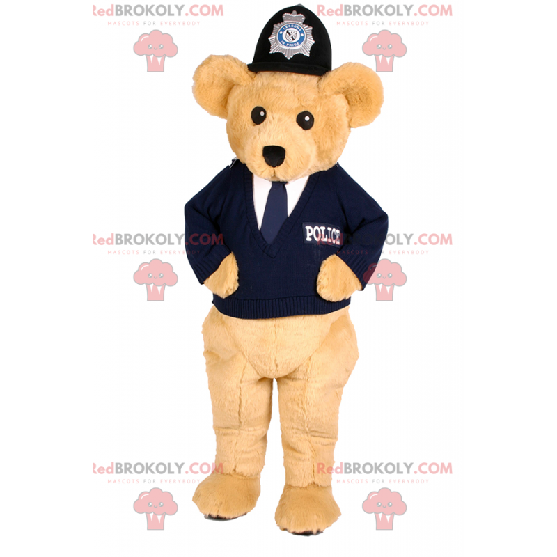 Bear mascot beige in policeman outfit - Redbrokoly.com