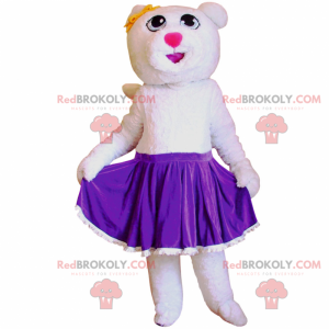 Hvid bjørnemaskot i nederdel - Redbrokoly.com