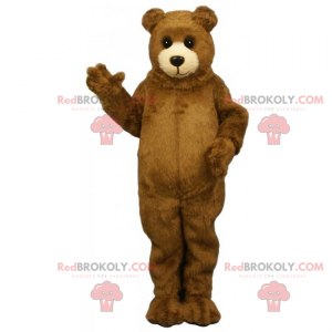 Brun björnmaskot med vit munkorg - Redbrokoly.com