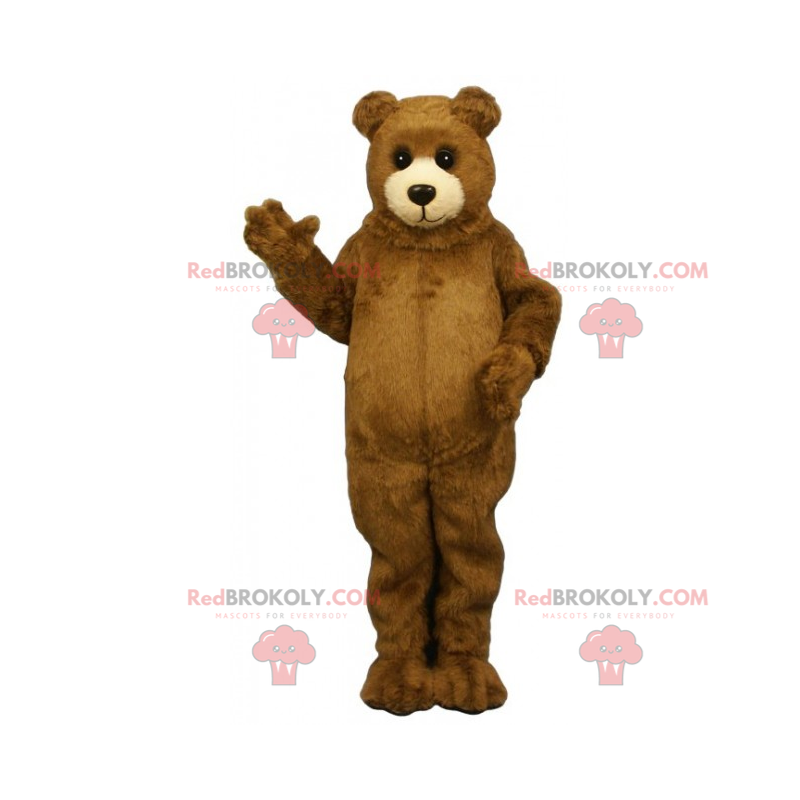 Mascote urso pardo com focinho branco - Redbrokoly.com