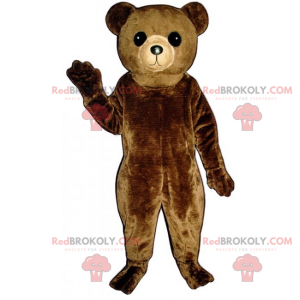 Brun björnmaskot med ett stort huvud - Redbrokoly.com