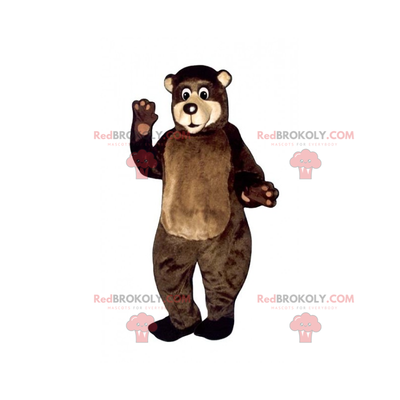 Brun björnmaskot med beige ansikte - Redbrokoly.com
