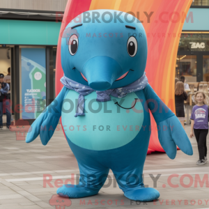 Teal Blue Whale mascot...
