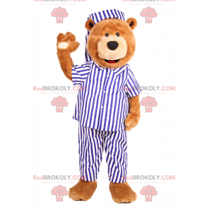 Bear maskot i stribet pyjamas - Redbrokoly.com