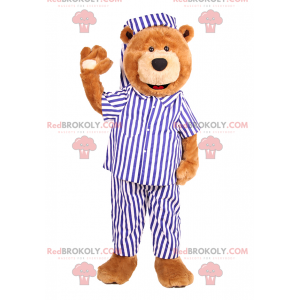 Mascotte d'ourson en pyjama a rayures - Redbrokoly.com