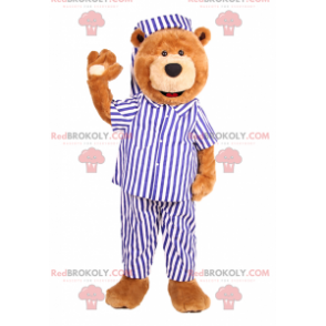 Bear maskot i stribet pyjamas - Redbrokoly.com