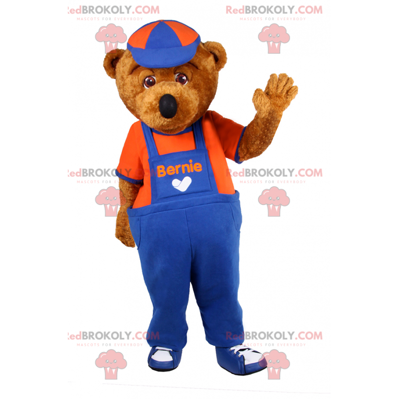 Teddybeer mascotte overall en pet - Redbrokoly.com