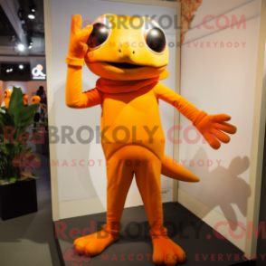 Fantasia de mascote de rã laranja com leggings e luvas - Mascotes laranja - REBROKO_268572 - RedBrokoly.com