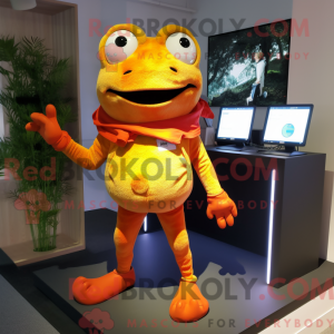 Orange Frog maskot kostume...