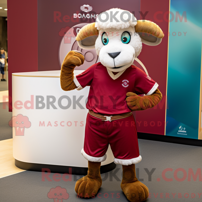Fantasia de mascote Carneiro marrom com calça capri e abotoaduras - Ram mascotes - REBROKO_268616 - RedBrokoly.com