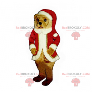 Mascotte di orsacchiotto in abito di Babbo Natale -