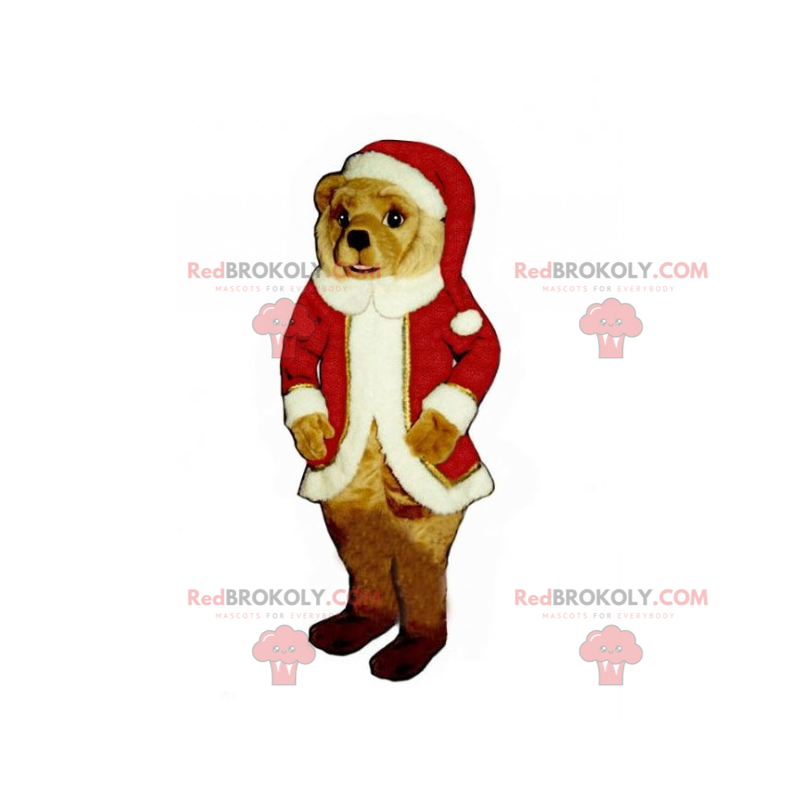 Mascotte d'ourson en tenue de Père de Noel - Redbrokoly.com
