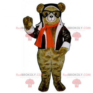 Mascote do urso com roupa de piloto - Redbrokoly.com