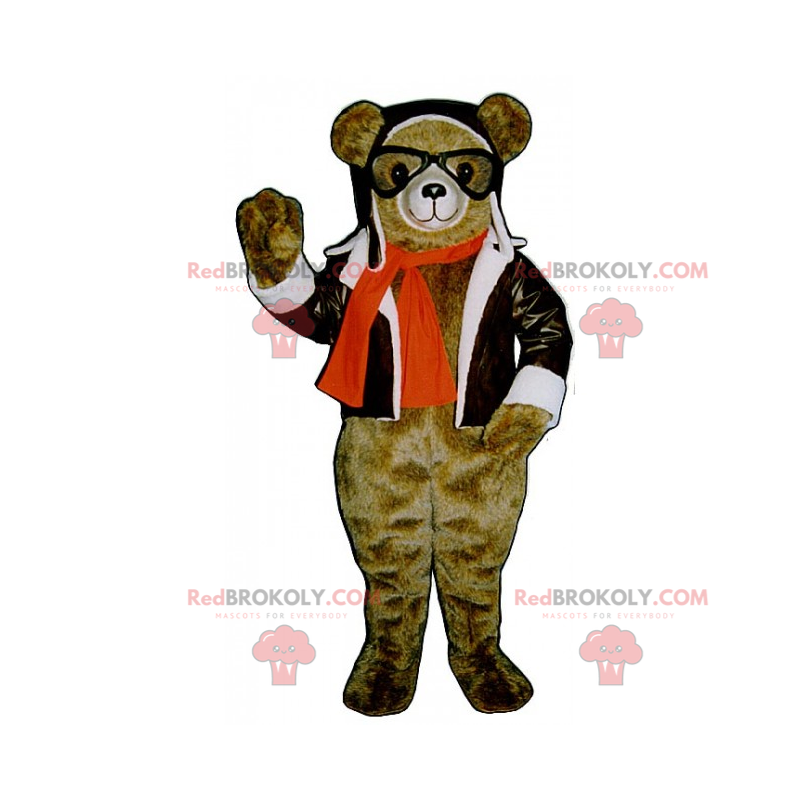 Björnmaskot i pilotdräkt - Redbrokoly.com