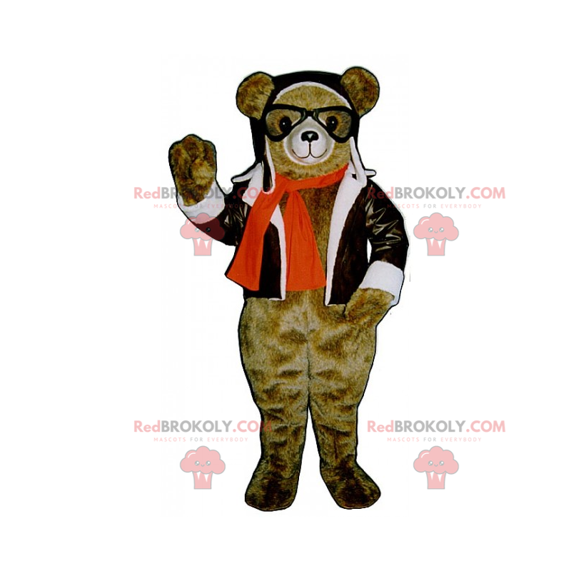 Mascota del oso en traje de piloto - Redbrokoly.com
