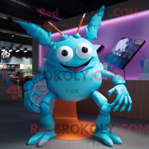 Cyan Crab maskotdraktfigur...