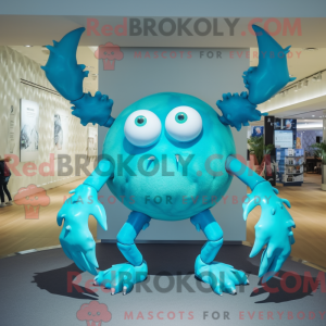 Cyaan krab mascottekostuum...