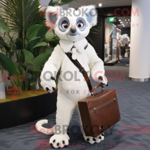 Witte maki mascottekostuum...