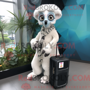 Hvit Lemur-maskotdraktfigur...