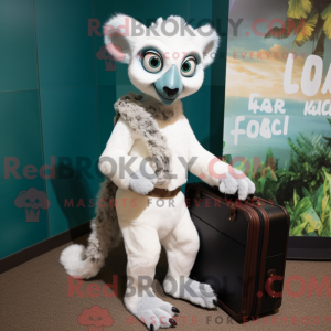 Hvid Lemur maskot kostume...