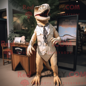 Beige T Rex maskot kostume...