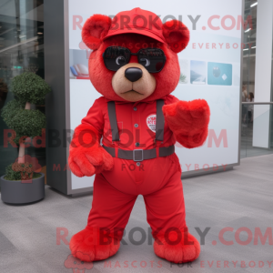 Red Teddy Bear mascot...