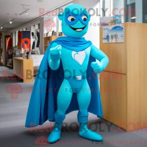 Cyan Superhero mascot...