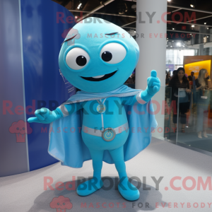Cyan Superhero mascot...