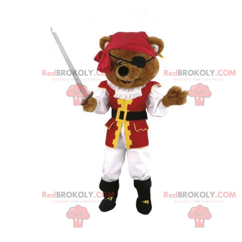 Mascote do urso pirata com espada - Redbrokoly.com