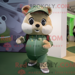 Oliven hamster maskot drakt...