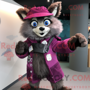 Magenta vaskebjørn maskot...