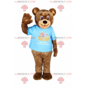 Smiling teddy bear mascot with t-shirt - Redbrokoly.com