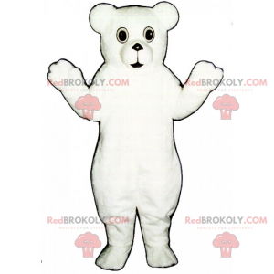 Mascote urso todo branco e macio - Redbrokoly.com