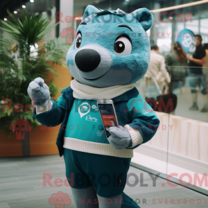Blågrøn laks maskot kostume...