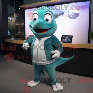 Blågrøn laks maskot kostume...