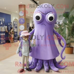 Lavendel blekksprut maskot...