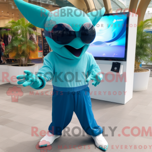Turkis Manta Ray maskot...