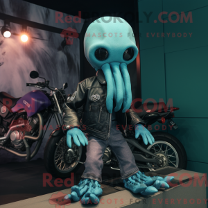 Cyan Kraken maskot kostume...