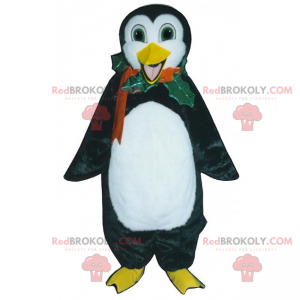 Mascote de férias - Pinguim com colar de azevinho -