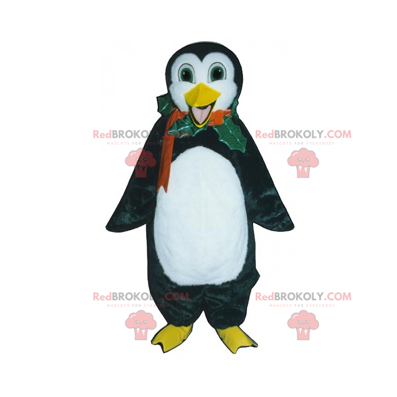 Holiday mascot - Penguin with holly necklace - Redbrokoly.com