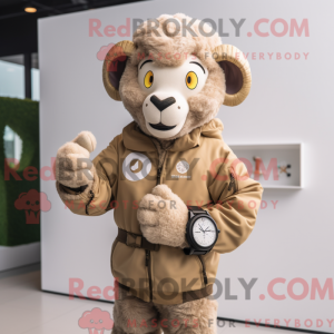 Beige Ram-mascottekostuum...